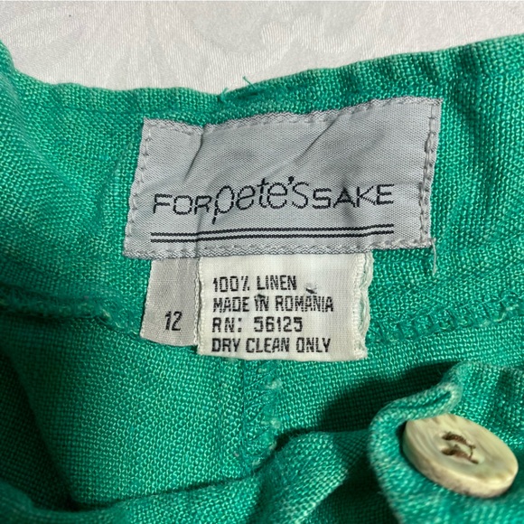 Vintage 100% Linen Shorts Women’s 29 Waist Green For Pete’s Sake 8 Inch 12 - Picture 7 of 9